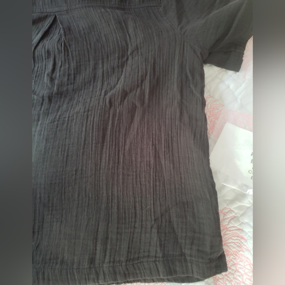 Quince Cotton Gauze Black Button-Up Top - Picture 5 of 10